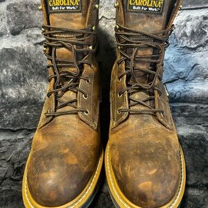 Carolina Men's Brown Leather Work Boots- Electrical Rated Composite Toe Size 12E